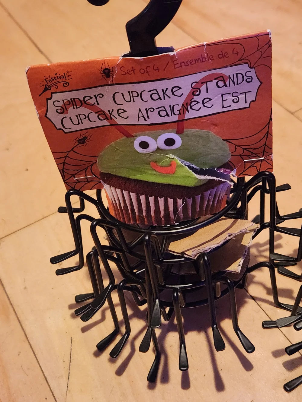 Metal Spider Cupcake Stands - Black (Set of 4, 2 Sets)